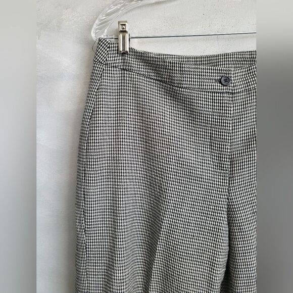 Harvé Benard Micro Houndstooth Black and White Slacks Wool Size 8 Cuff Hem - Picture 4 of 12